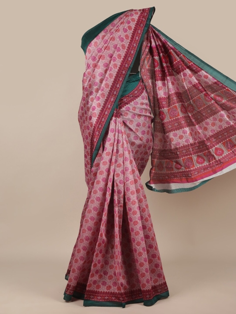 

Pothys Pink & Green Ethnic Motifs Printed Saree