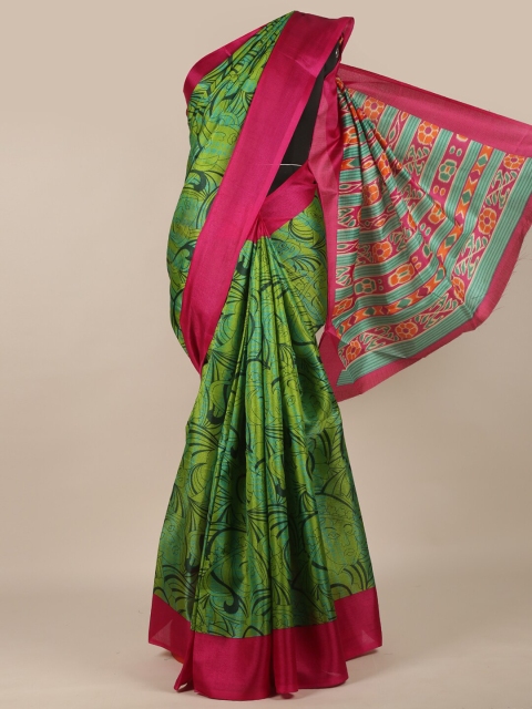 

Pothys Green & Fuchsia Abstract Printed Saree