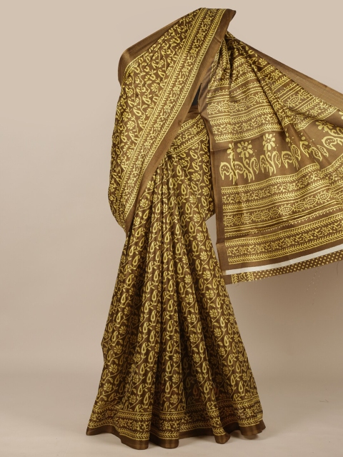 

Pothys Olive Green & Yellow Ethnic Motifs Saree