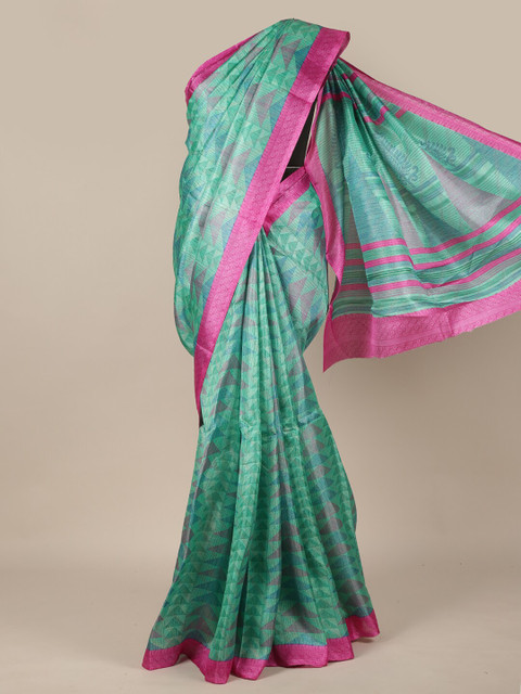 

Pothys Green & Pink Printed Saree