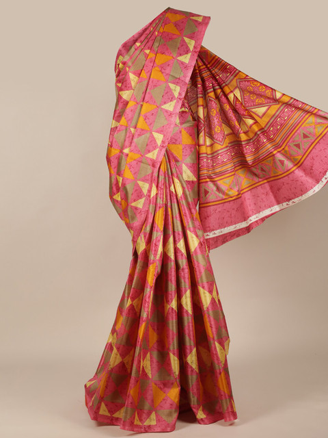 

Pothys Pink & Brown Printed Saree