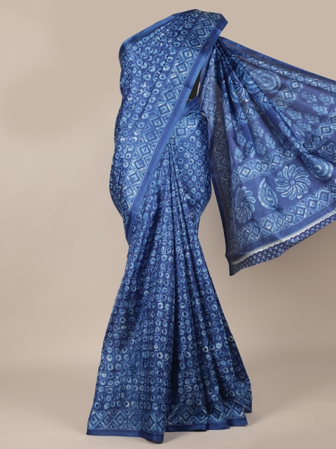 

Pothys Blue Geometric Printed Cotton Blend Saree
