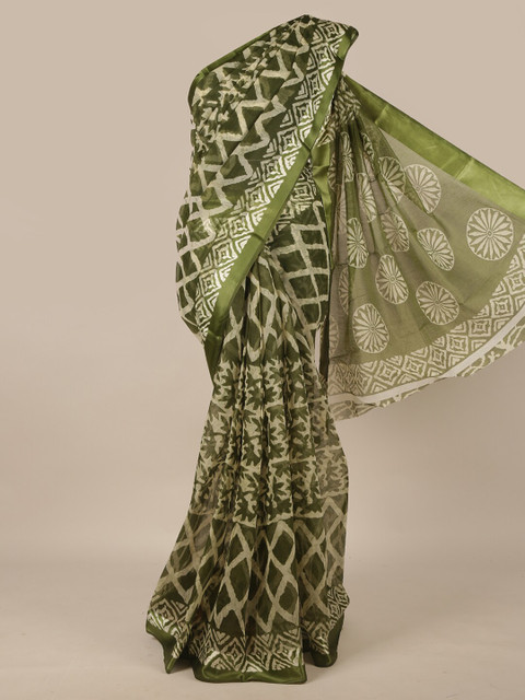 

Pothys Green & White Floral Saree