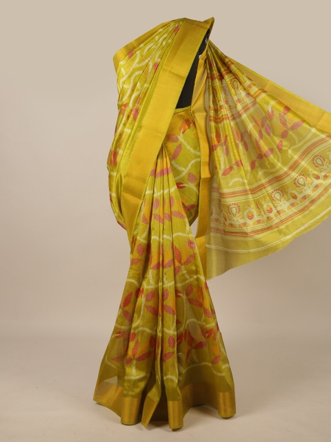 

Pothys Green & Pink Cotton Blend Floral Saree