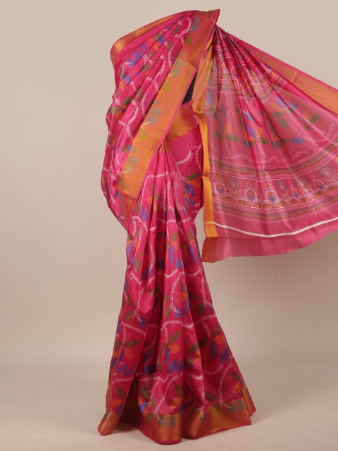 

Pothys Pink & Blue Ethnic Motifs Zari Saree