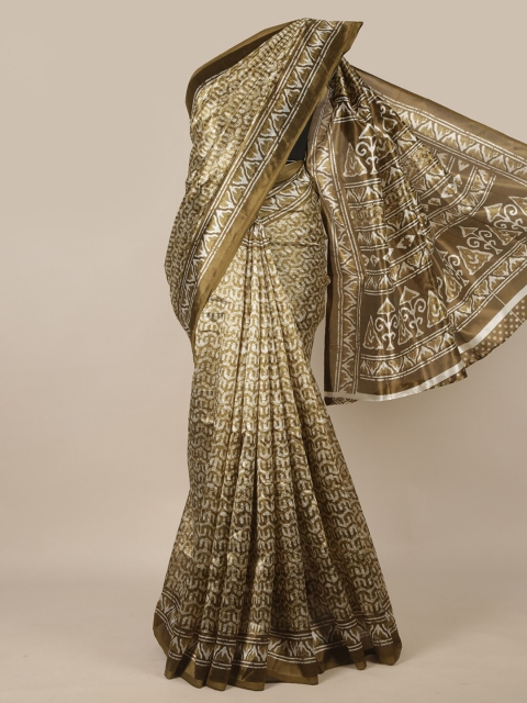 

Pothys Green Abstract Printed Cotton Blend Saree