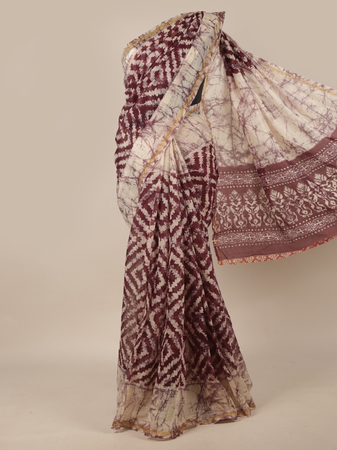 

Pothys Purple & Beige Printed Saree