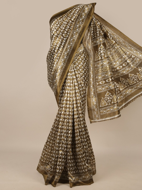 

Pothys Olive Green & White Ethnic Motifs Saree