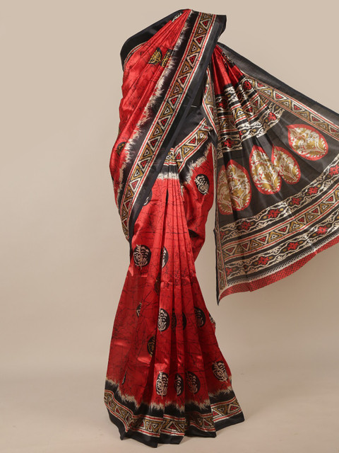 

Pothys Red & Black Ethnic Motifs Saree