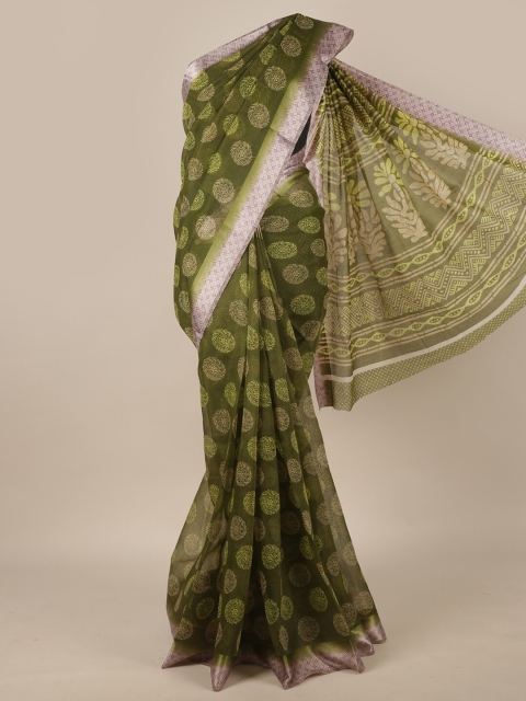 

Pothys Green & Grey Ethnic Motifs Saree