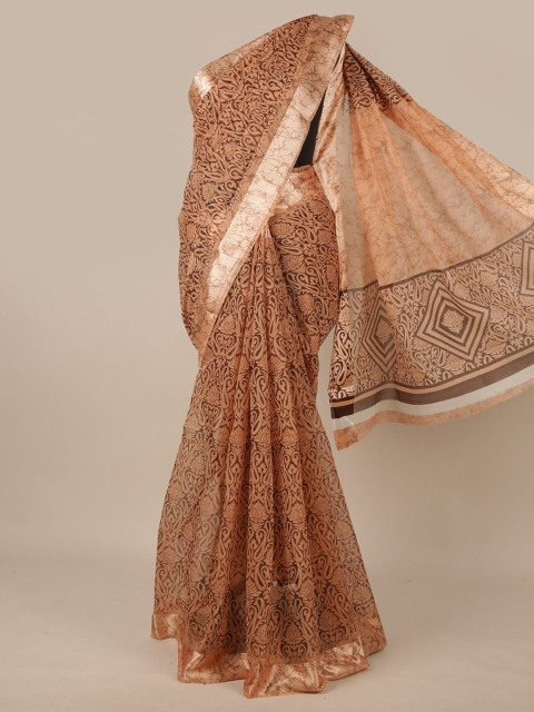 

Pothys Beige & Brown Ethnic Motifs Printed Cotton Blend Saree