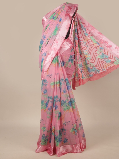 

Pothys Pink & Blue Floral Saree