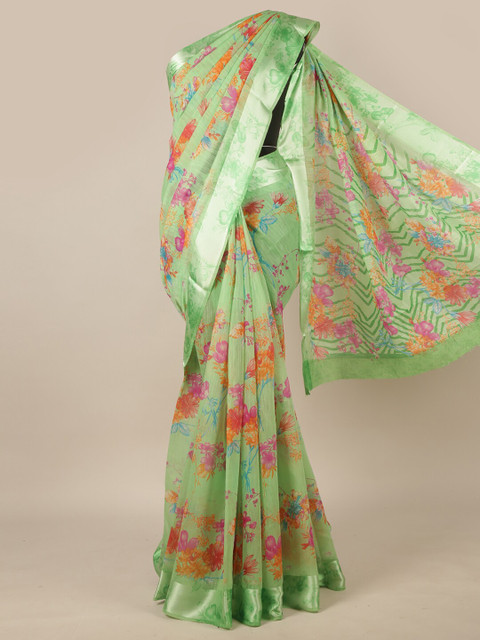 

Pothys Green & Pink Floral Printed Saree