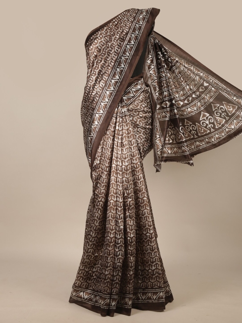 

Pothys Brown & White Printed Saree