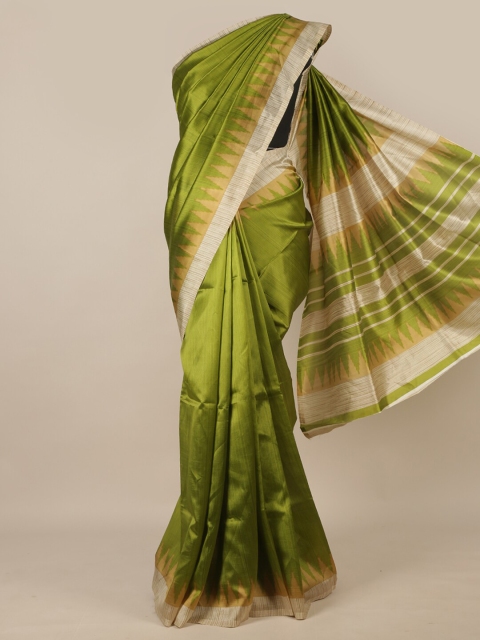 

Pothys Green & Beige Cotton Blend Saree