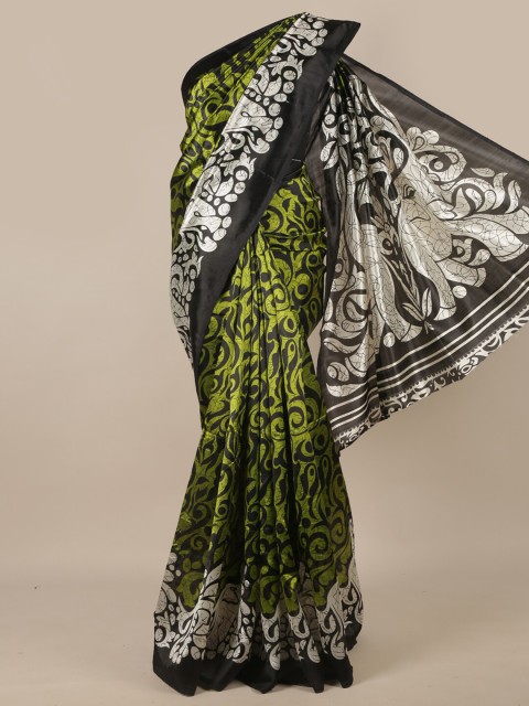 

Pothys Black & Green Floral Saree