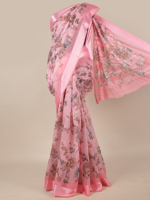 

Pothys Pink & Grey Floral Saree