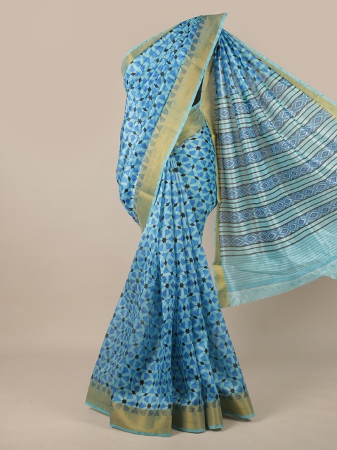 

Pothys Blue & Black Ethnic Motifs Printed Zari Saree