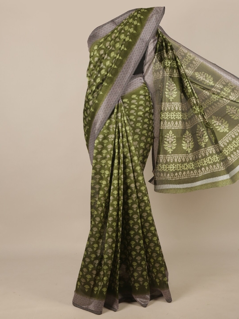 

Pothys Green & Olive Green Ethnic Motifs Saree