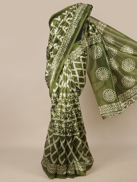 

Pothys Green & White Printed Saree