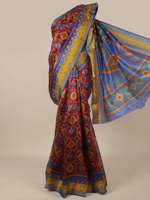 

Pothys Maroon & Blue Zari Saree