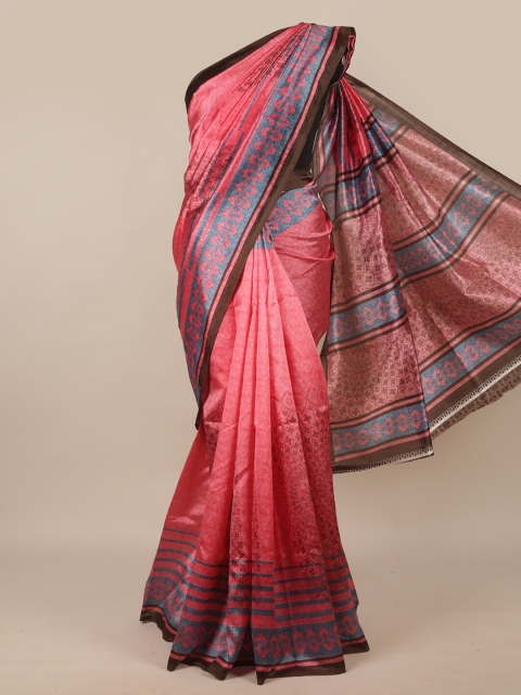 

Pothys Pink & Brown Floral Saree