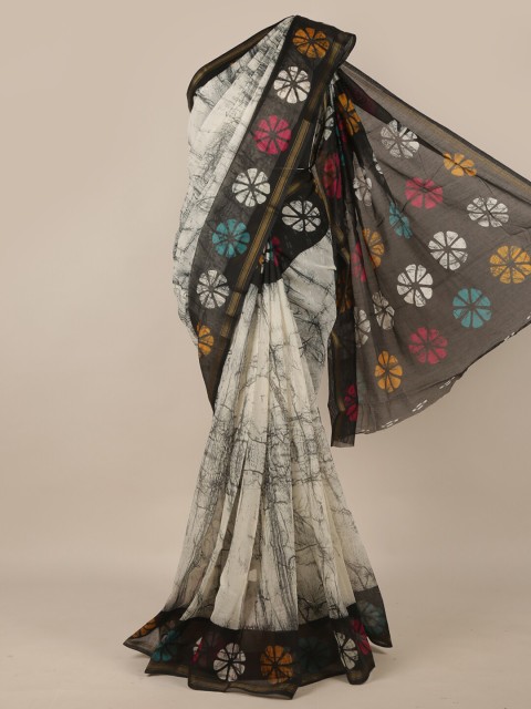 

Pothys Off White & Black Printed Saree