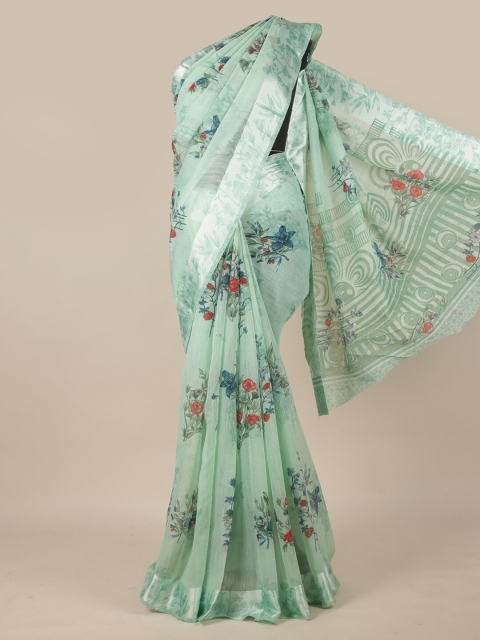 

Pothys Green & Red Floral Zari Saree