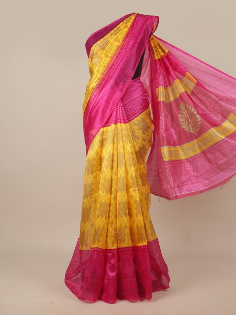 

Pothys Yellow & Fuchsia Ethnic Motifs Saree