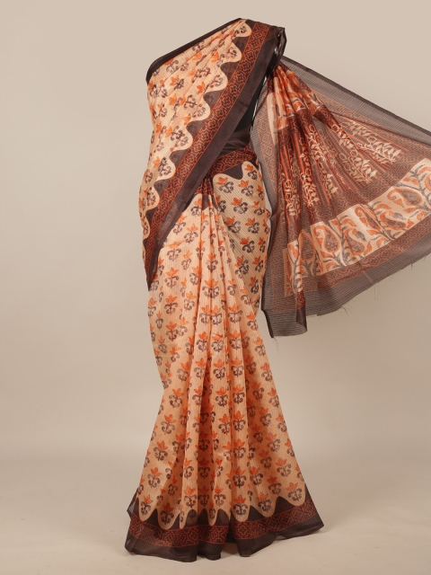 

Pothys Orange & Brown Ethnic Motifs Saree