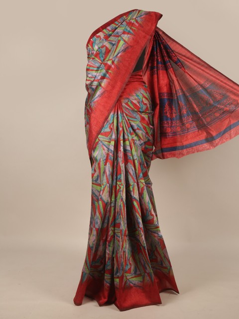 

Pothys Red & Blue Floral Saree