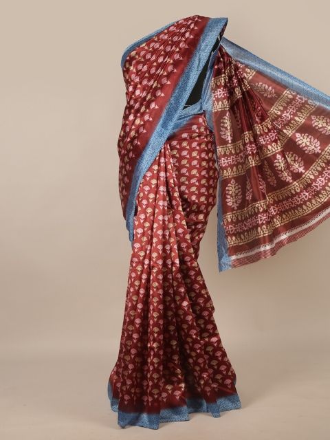 

Pothys Maroon & Beige Ethnic Motifs Zari Saree