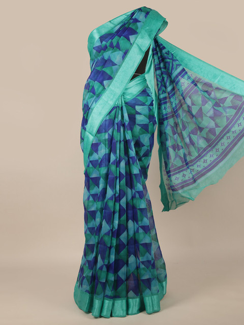 

Pothys Blue & Green Printed Saree