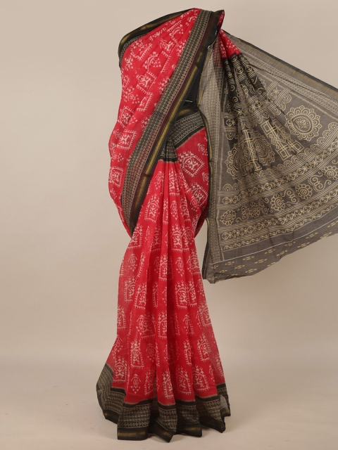 

Pothys Red & Black Ethnic Motifs Saree