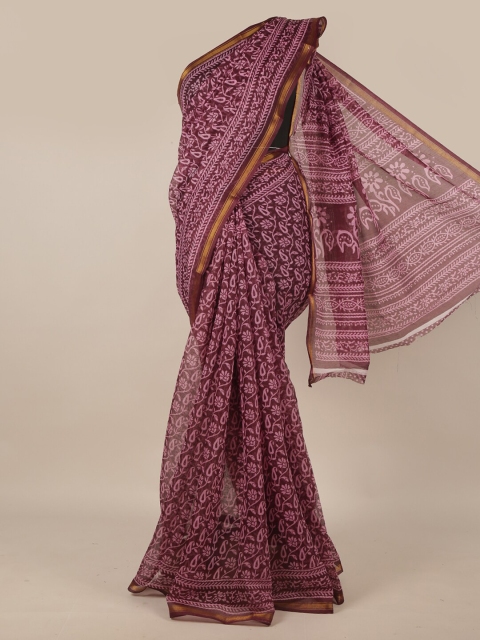 

Pothys Purple & Goldeb Ethnic Motifs Cotton Blend Saree