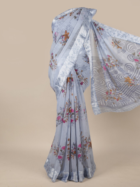 

Pothys Grey & Brown Floral Saree