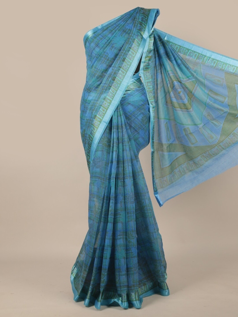 

Pothys Blue & Green Cotton Blend Saree