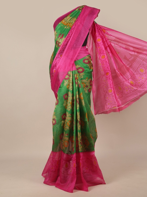 

Pothys Green & Magenta Floral Zari Saree