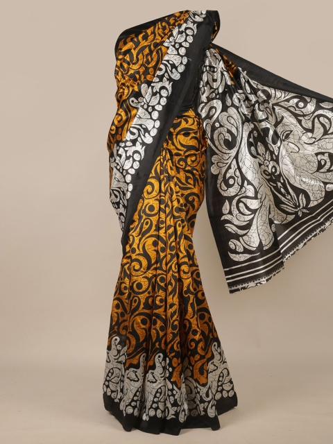 

Pothys Black & Yellow Floral Saree