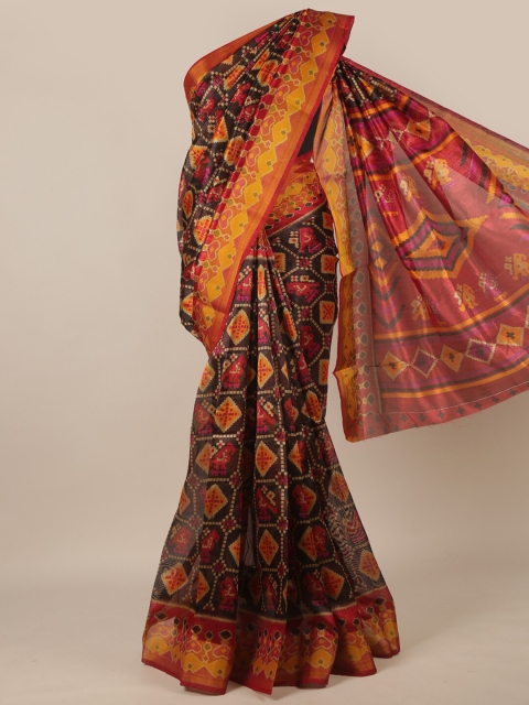 

Pothys Brown & Mustard Ethnic Motifs Saree