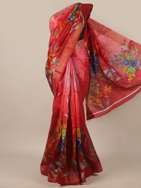 

Pothys Red & Blue Floral Zari Saree