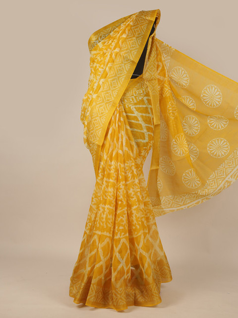 

Pothys Yellow & White Printed Saree