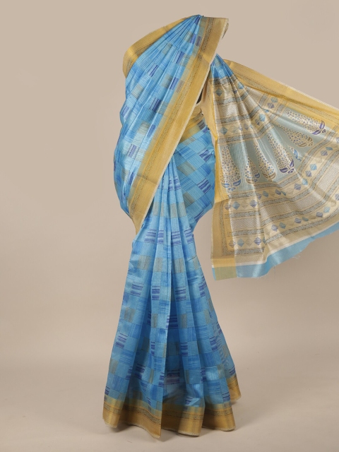 

Pothys Blue & Yellow Zari Saree