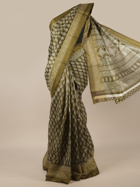 

Pothys Green & Brown Ethnic Motifs Saree