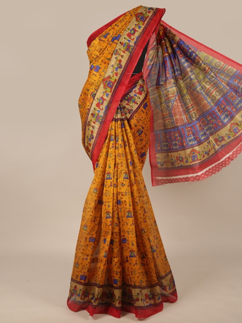 

Pothys Mustard & Red Ethnic Motifs Saree