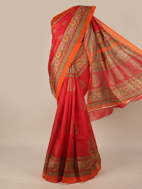 

Pothys Red & Orange Floral Saree