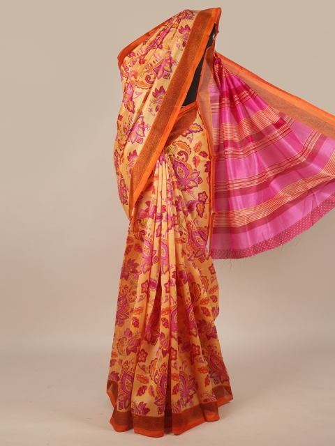 

Pothys Orange & Pink Floral Saree