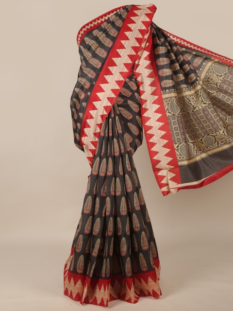 

Pothys Black & Red Ethnic Motifs Printed Saree