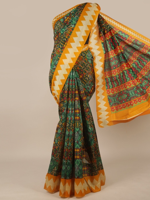 

Pothys Green & Mustard Ethnic Motifs Saree