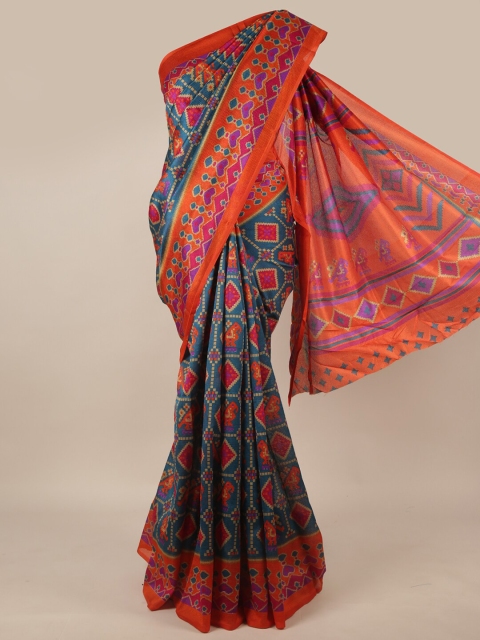 

Pothys Green & Orange Ethnic Motifs Saree